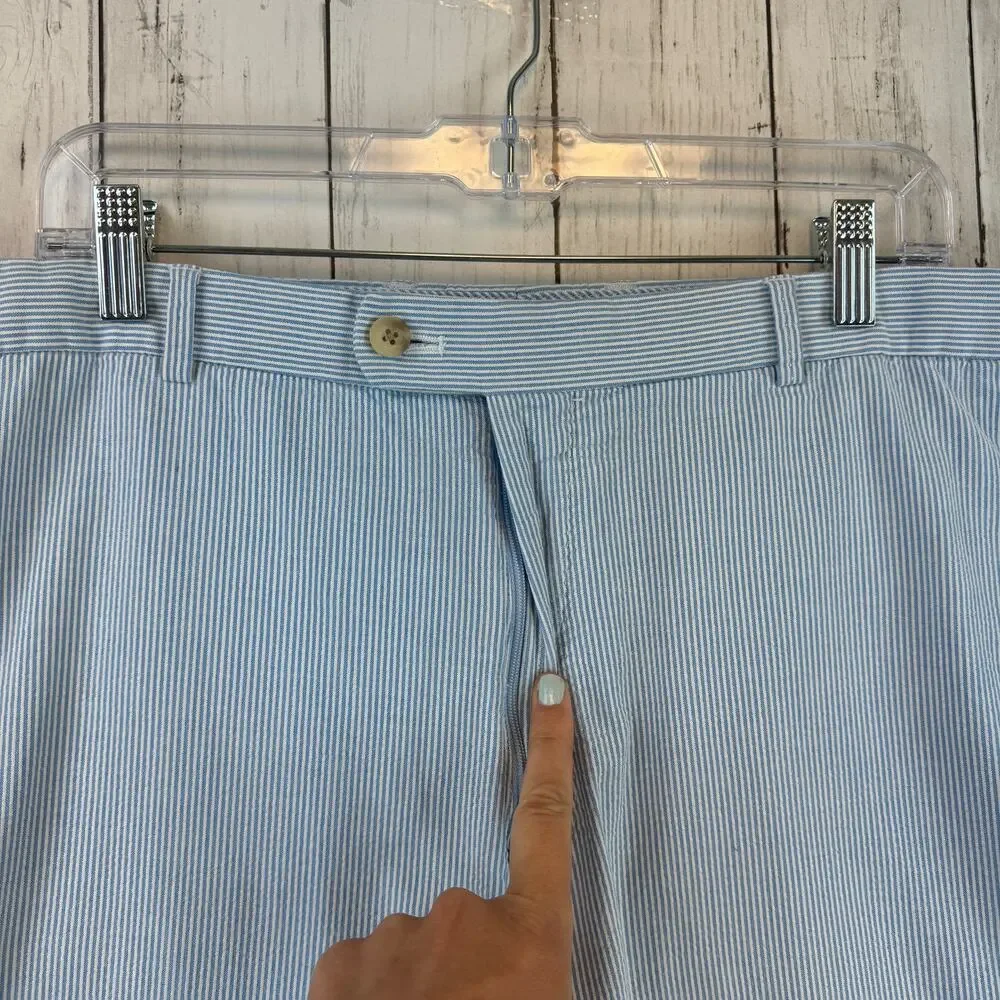 Peter Millar Blue Seersucker Lightweight Flat Front Chino 9